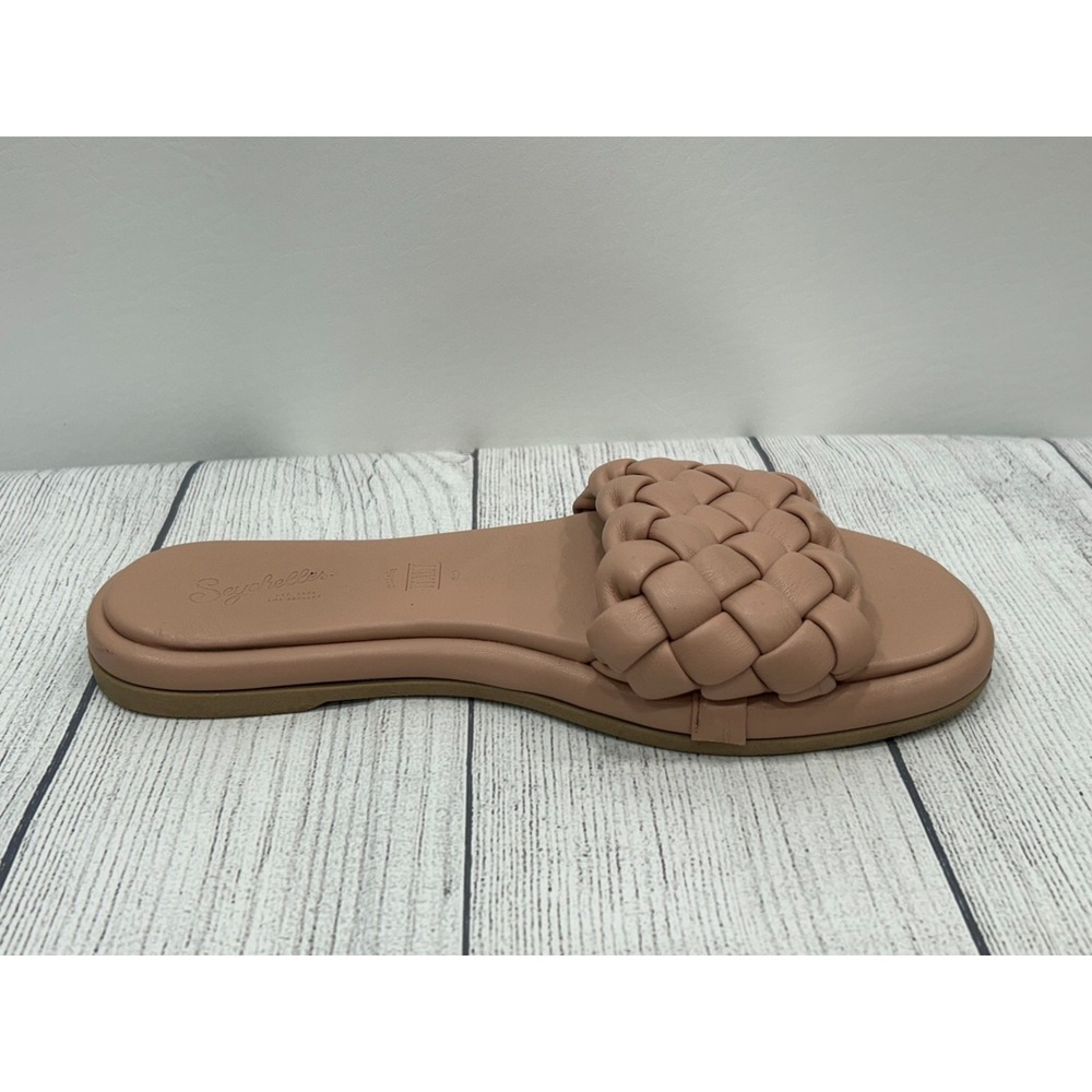 Anthropologie Seychelles Bellisima Slide Sandal Womens 9 Tan Woven Braided‎ Flat - Picture 2 of 10